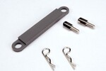 Traxxas  3727A Battery hold-down plate (gray)/ metal posts (2) / body clips (2)