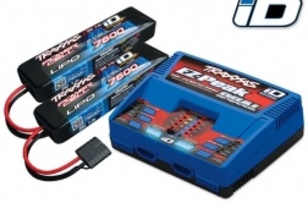 Traxxas 2991 Battery/charger completer pack (includes #2972 Dual iD® charger (1), #2869X 7600mAh 7.4V 2-cell 25C LiPo iD® battery (2))