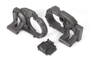 Traxxas 9493 Gearbox halves,  left & right/ differential cover (charcoal gray)