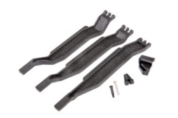 Traxxas 6726X  Battery hold-down (3)/ battery clip/ hold-down post/ screw pin/ pivot post screws