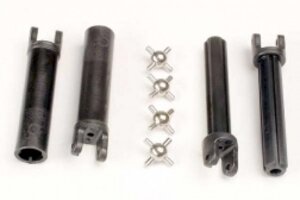 Traxxas Half shafts, long truck (external-splined (2) & internal-splined (2)/ metal U-joints (4)