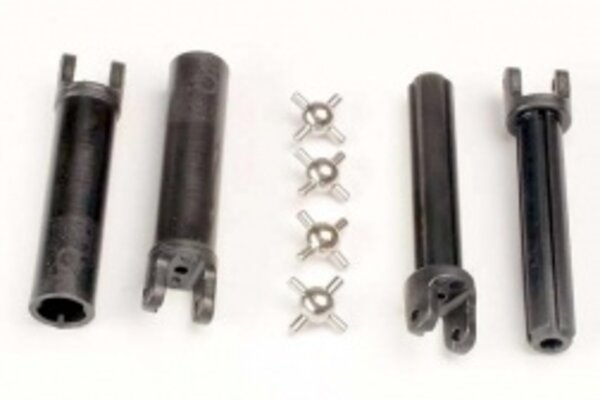 Traxxas Half shafts, long truck (external-splined (2) & internal-splined (2)/ metal U-joints (4)