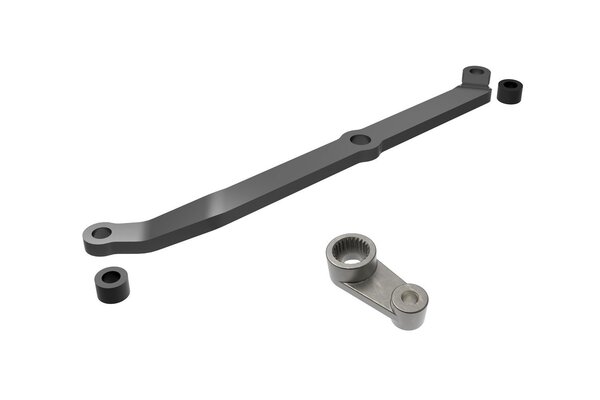 Traxxas 9748-GRAY    Steering link, 6061-T6 aluminum (dark titanium-anodized)/ servo horn, metal/ spacers (2)/ 3x6mm CCS (with threadlock) (1)/ 2.5x7mm SS (with threadlock) (1)