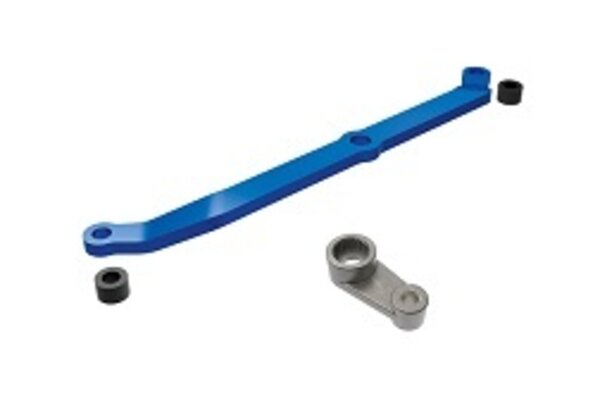 Traxxas 9748-BLUE  Steering link, 6061-T6 aluminum (blue-anodized)/ servo horn, metal/ spacers (2)/ 3x6mm CCS (with threadlock) (1)/ 2.5x7mm SS (with threadlock) (1)