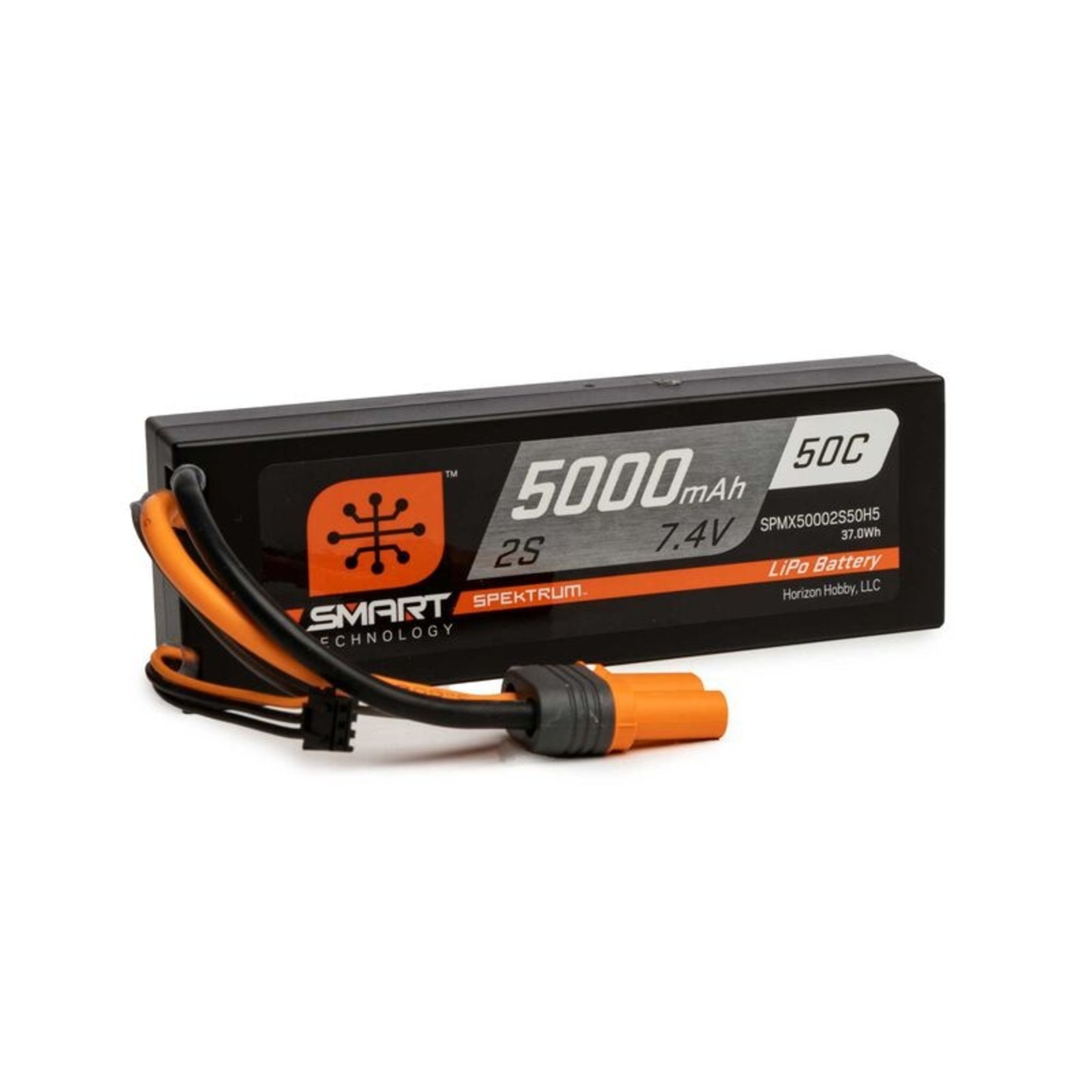 SPECKTRUM SPMX50002S50H5   7.4V 5000mAh 2S 50C Smart Hardcase LiPo Battery: IC5