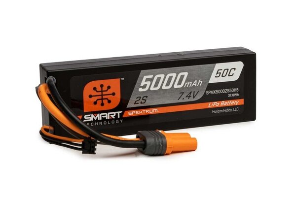 SPEKTRUM SPMX50002S50H5   7.4V 5000mAh 2S 50C Smart Hardcase LiPo Battery: IC5