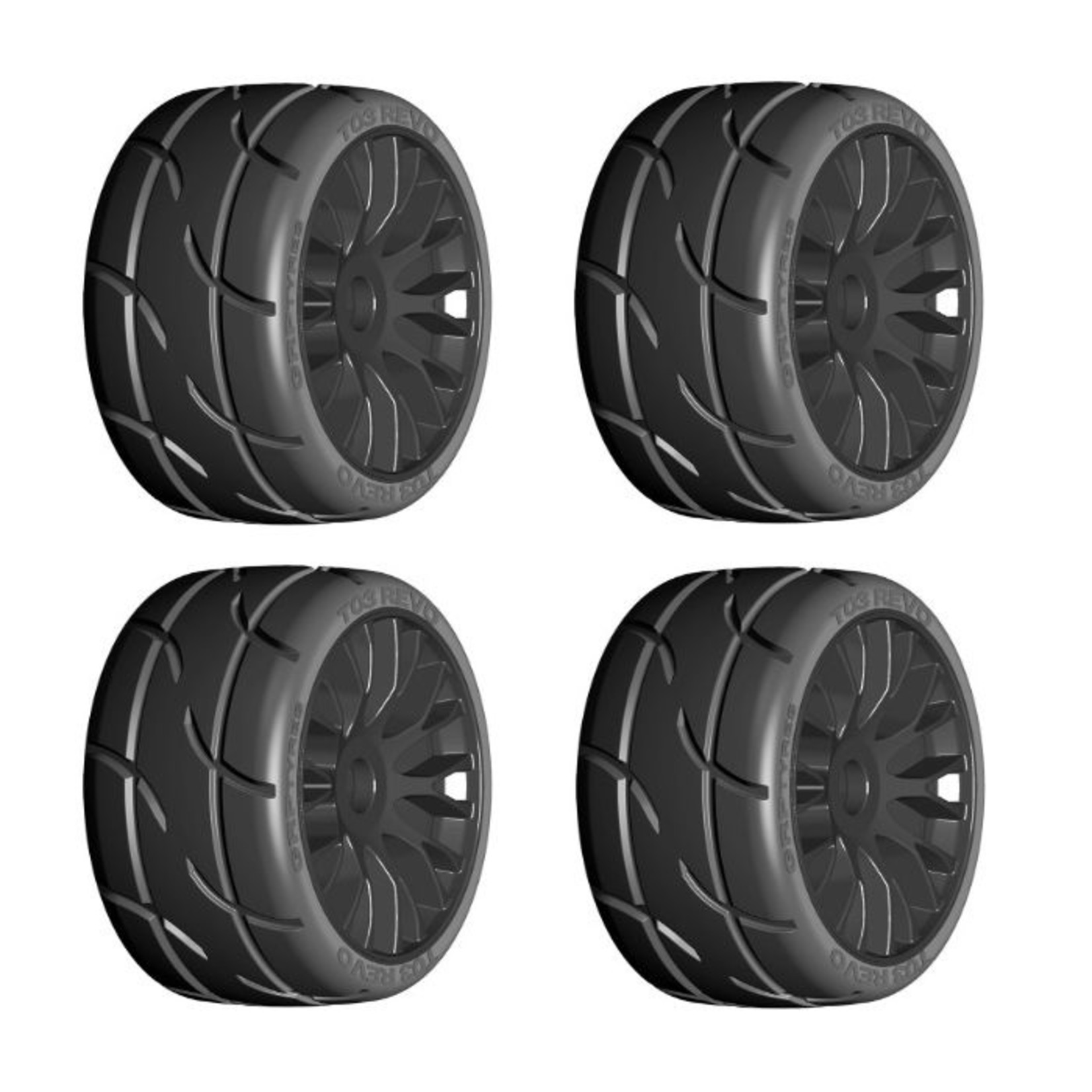 GRP TYRES GTX03-XB1   1/8 GT T03 REVO UltraSoft Mounted Tires Wheels  Black