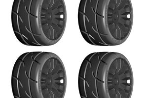 GRP TYRES GTX03-XB1   1/8 GT T03 REVO UltraSoft Mounted Tires Wheels  Black