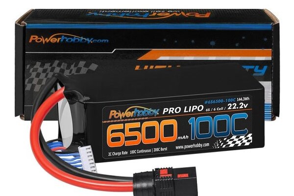 Powerhobby PHB6S6500100CQS8  Powerhobby 6S 22.2V 6500mah 100c Lipo Battery w QS8 Plug 8AWG Wire