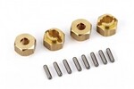 Traxxas 9750X  Wheel hubs, 7mm hex, brass (1 gram each) (4)/ axle pins (8)