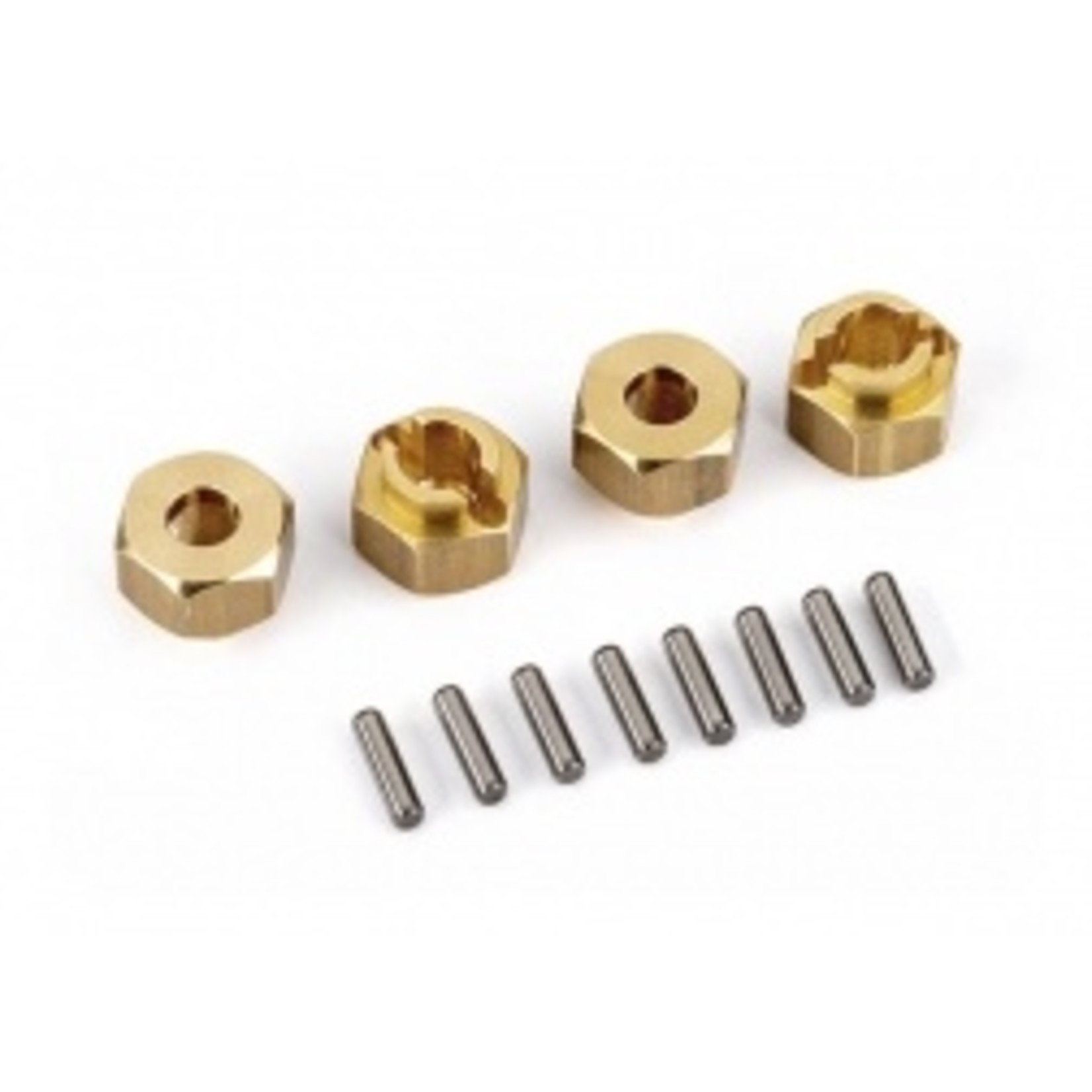 Traxxas 9750X  Wheel hubs, 7mm hex, brass (1 gram each) (4)/ axle pins (8)