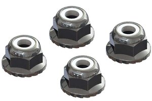 ARRMA AR708008  Flanged Nyloc Locknut 4mm Silver (4)