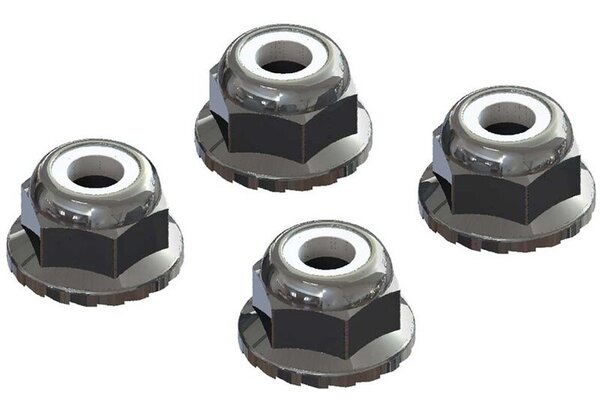 ARRMA AR708008  Flanged Nyloc Locknut 4mm Silver (4)
