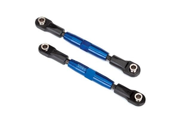 Traxxas 3644X Camber links, rear (TUBES blue-anodized, 7075-T6 aluminum, stronger than titanium) (73mm) (2)/ rod ends (4)/ aluminum wrench (1) (#2579 3x15 BCS (4) required for installation)