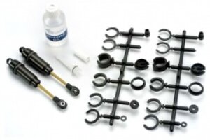 Traxxas 2660 Big Bore shocks (long) (hard-anodized & PTFE-coated T6 aluminum)  (assembled with TiN shafts) w/o springs (front) (2)