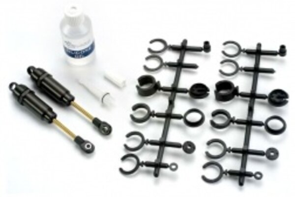 Traxxas 2660 Big Bore shocks (long) (hard-anodized & PTFE-coated T6 aluminum)  (assembled with TiN shafts) w/o springs (front) (2)