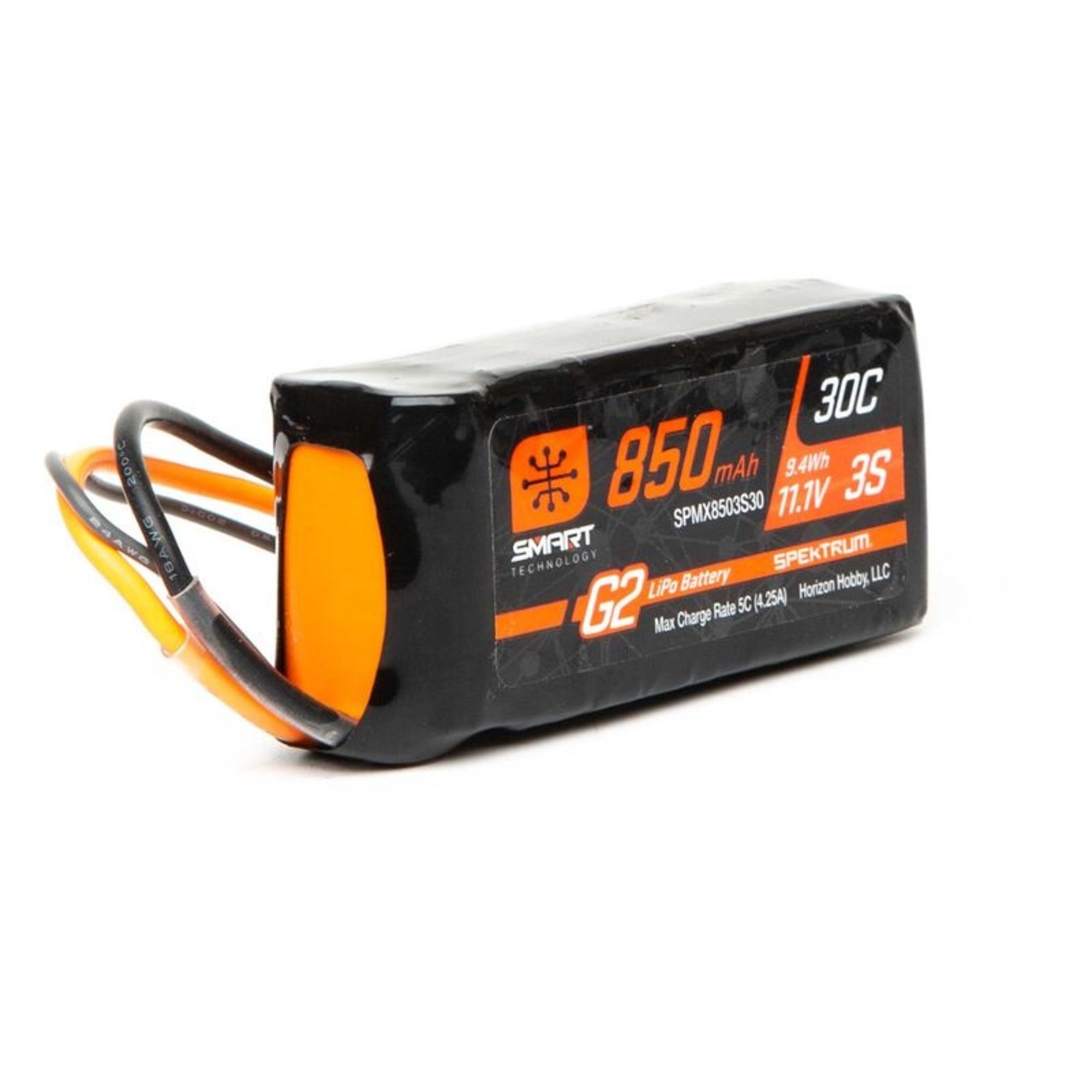 SPECKTRUM SPMX8503S30  11.1V 850mAh 3S 30C Smart G2 LiPo Battery: IC2
