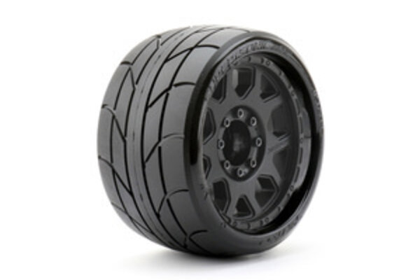 Jetko Tires JKO1604CBMSGBB2  1/8 SGT 3.8 Super Sonic Tires Mounted on Black Claw Rims, Medium Soft, Belted, 17mm 1/2" Offset (2) 17mm 1/2 0ffset Wide (for Traxxas Maxx)