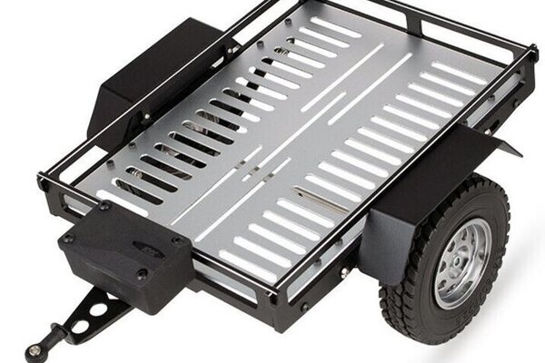 Powerhobby Trailer02-Silver   Powerhobby 1/10 CNC Machined Single Axle Scale Truck Small Trailer Crawler Silver