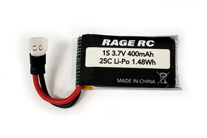 Rage R/C RGRA1189  1S 3.7V 360mAh Lipo Battery; Tempest 600, Super Cub MX