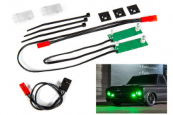 Traxxas 9496G LED light set, front, complete (green) (includes light harness, power harness, zip ties (9))