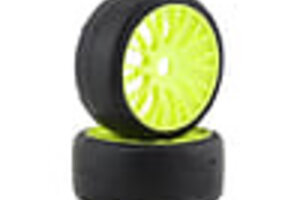 GRP TYRES GRPGTY04-XM5  GRP Tires GT - TO4 Slick Belted Pre-Mounted 1/8 Buggy Tires (Yellow) (2) (XM5) w/FLEX Wheel