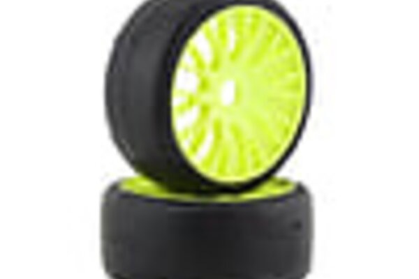 GRP TYRES GRPGTY04-XM5  GRP Tires GT - TO4 Slick Belted Pre-Mounted 1/8 Buggy Tires (Yellow) (2) (XM5) w/FLEX Wheel