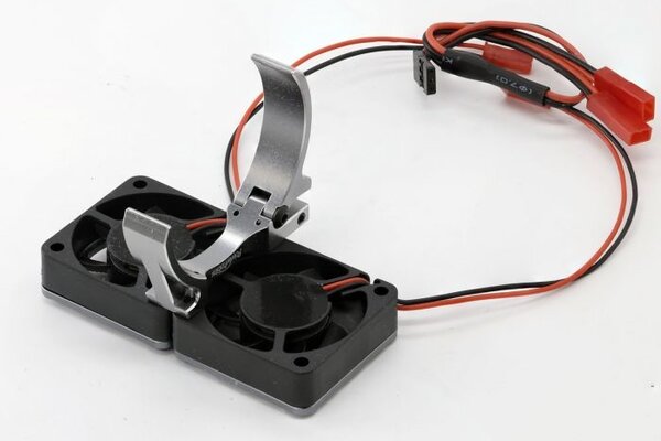 Powerhobby PHBPH1293GUN  1/8 Aluminum Heatsink 40mm Dual High Speed Cooling Fans with Cover, Gunmetal