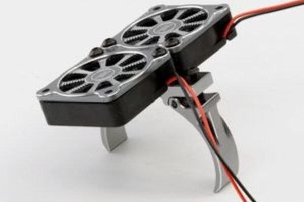 Powerhobby PHBPH1293GUN  1/8 Aluminum Heatsink 40mm Dual High Speed Cooling Fans with Cover, Gunmetal