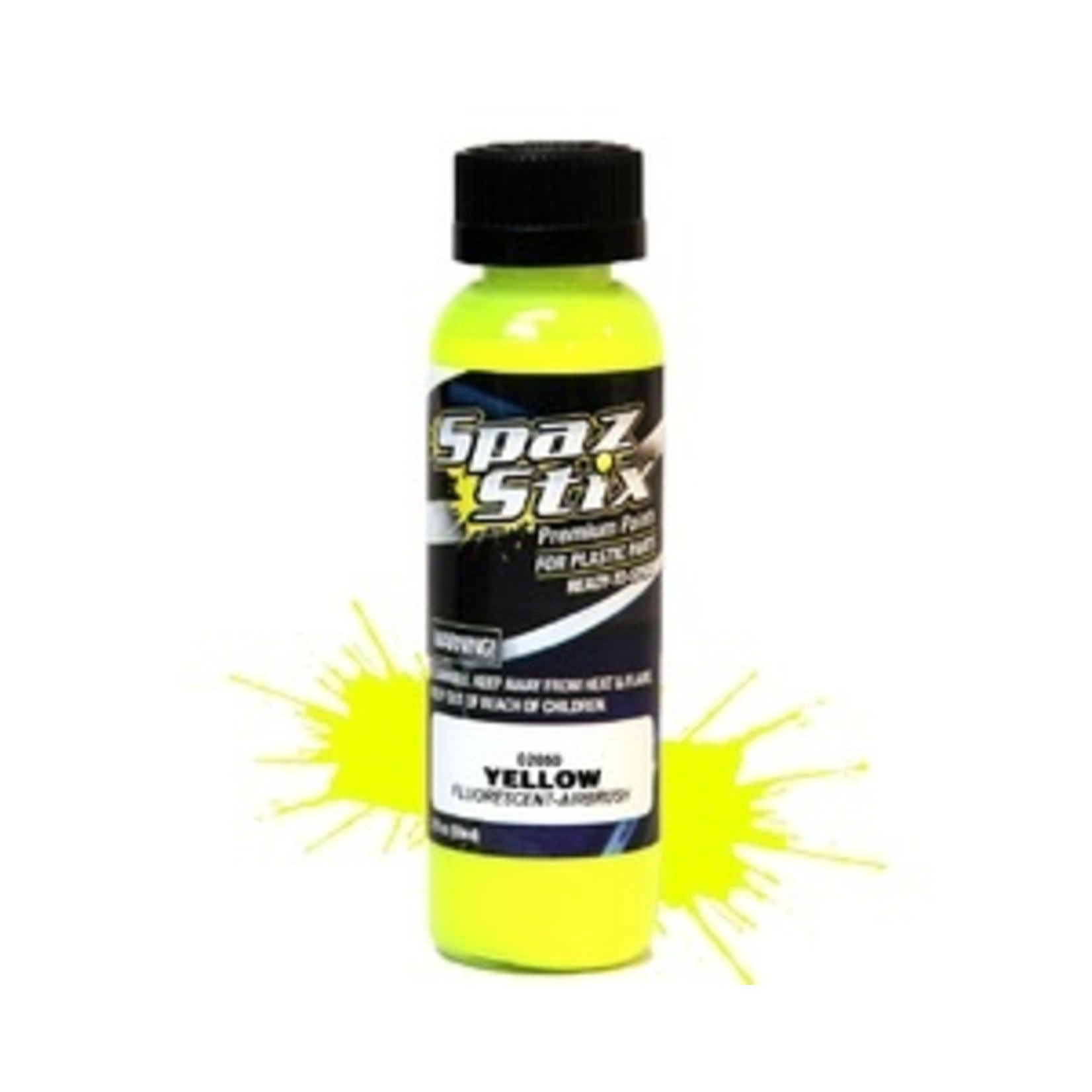 Spaz Stix SZX02050  Yellow Fluorescent Airbrush Ready Paint, 2oz Bottle