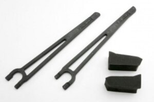 Traxxas 3927 Hold downs, battery, left & right (2)/ foam spacers (2) (fits standard battery packs)