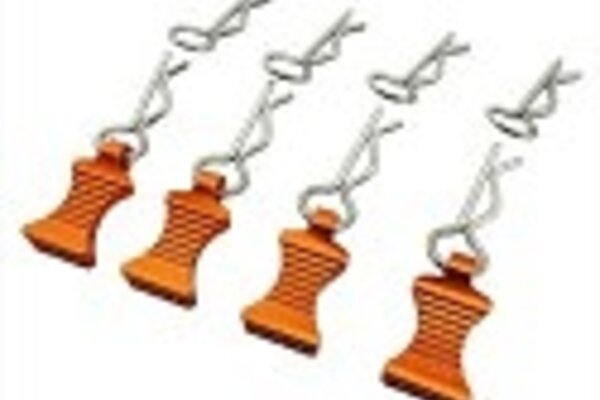 Hot Racing HRAAC03EZ03  1/10 Orange Aluminum EZ Pulls (4pcs), Body Clips (8pcs)