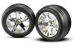 Traxxas 3771 Tires & wheels, assembled, glued (2.8') (All-Star chrome wheels, ribbed tires, foam inserts) (electric front) (2)