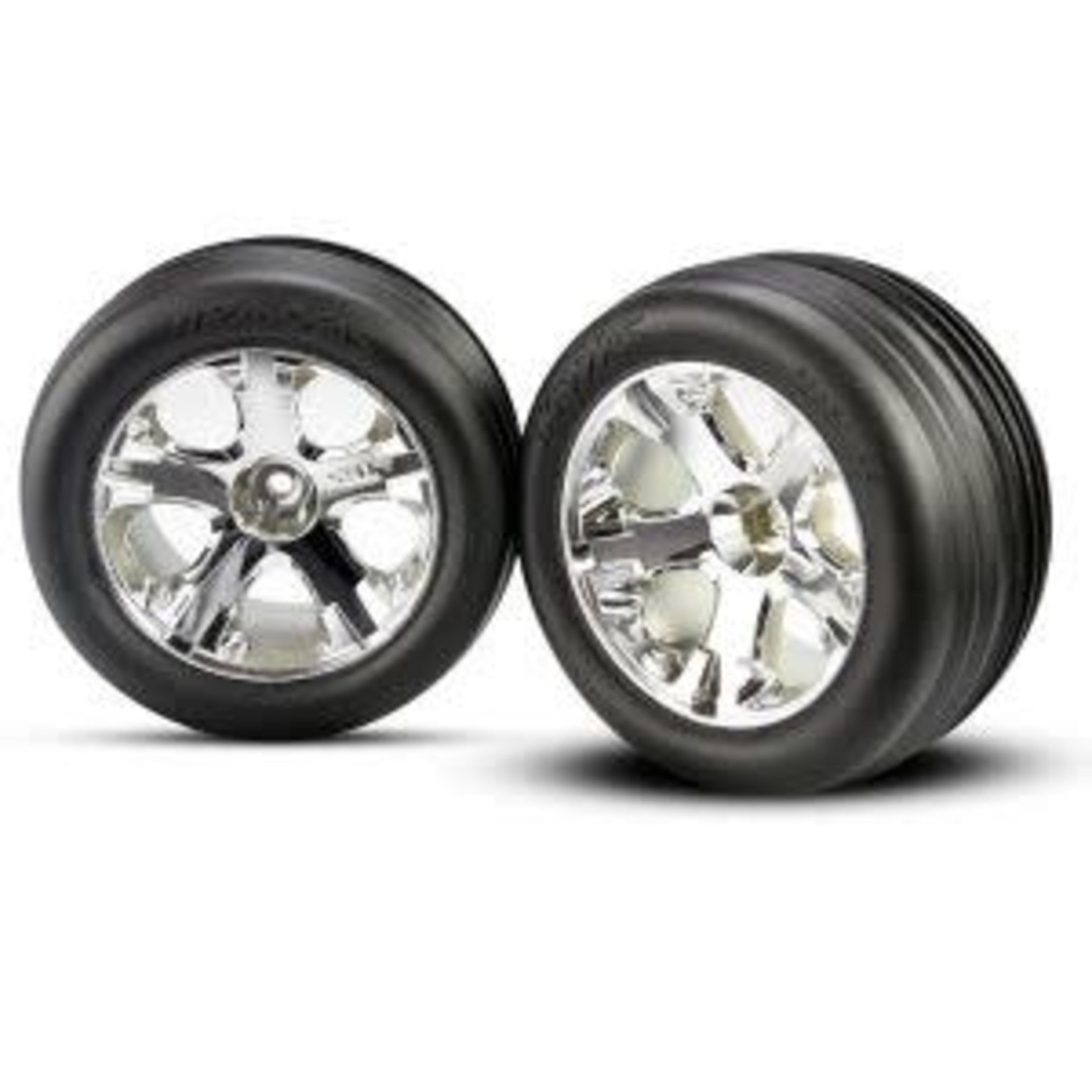 Traxxas 3771 Tires & wheels, assembled, glued (2.8') (All-Star chrome wheels, ribbed tires, foam inserts) (electric front) (2)