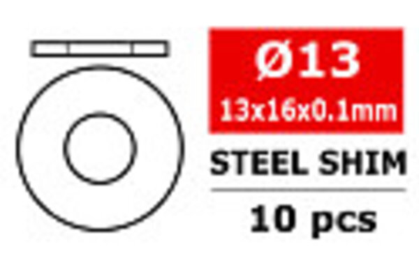 Corally (Team Corally) COR3301-13-16-01  Steel Metric Shim - 13x16x0.1mm - 10 pcs