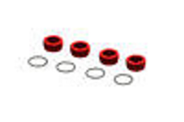 ARRMA ARA320467  Aluminum Front Hub Nut Red (4) inc O-Rings