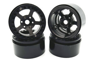 Racers Edge RCE3465  1.9" Aluminum Beadlock Rims (4pcs) 5 Star, Black Titanium