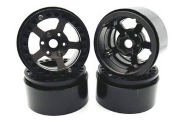 Racers Edge RCE3465  1.9" Aluminum Beadlock Rims (4pcs) 5 Star, Black Titanium