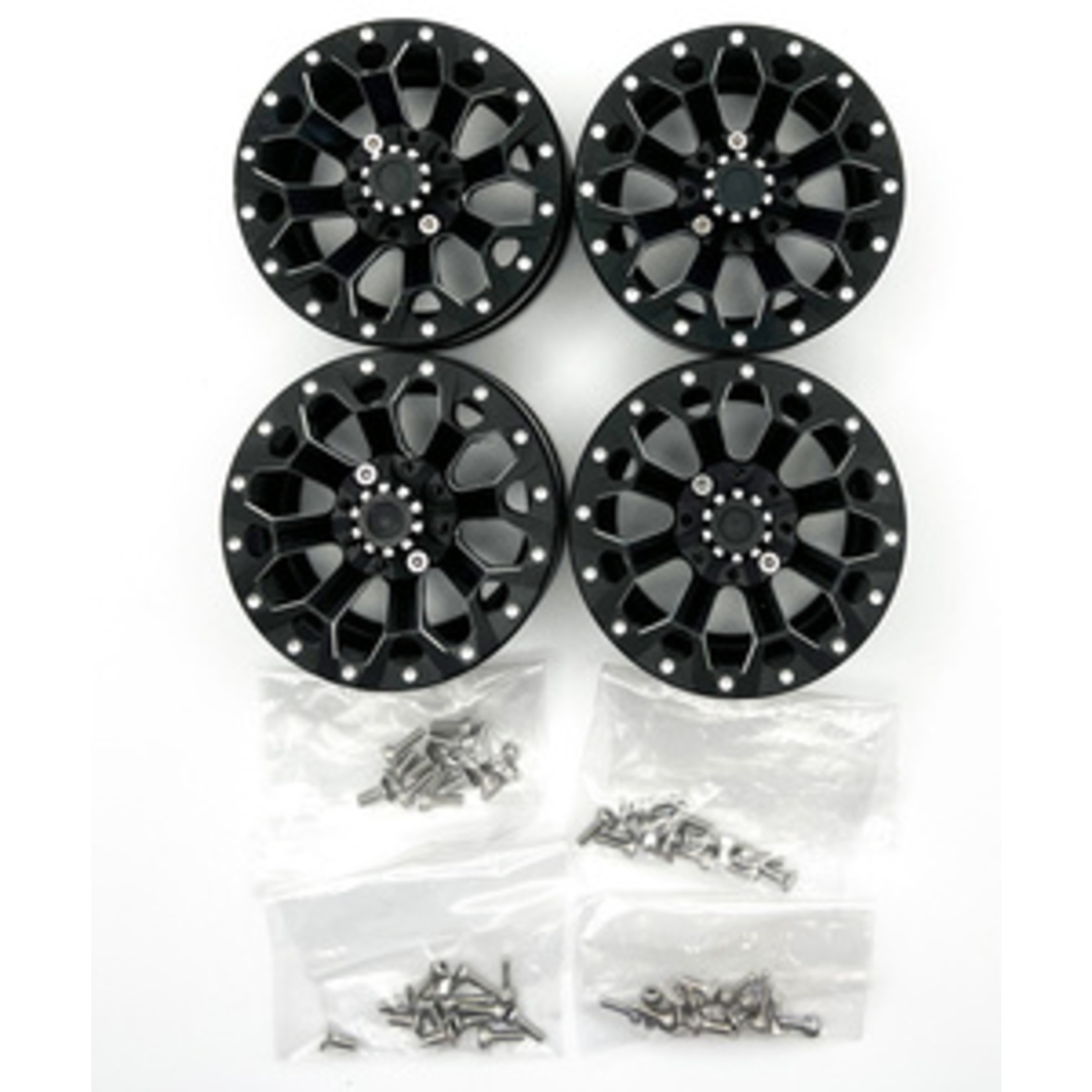 Racers Edge RCE3463  1.9" Aluminum Beadlock Rims (4pcs) Y Pattern, Black