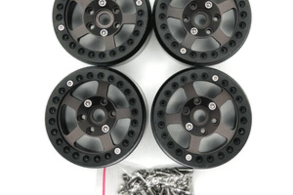 Racers Edge RCE3465  1.9" Aluminum Beadlock Rims (4pcs) 5 Star, Black Titanium