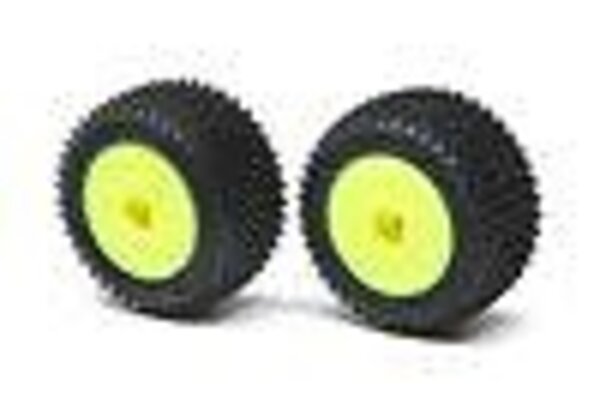LOSI LOS41009  Step Pin Tires, Rear, Mounted,Yellow: Mini-T 2.0