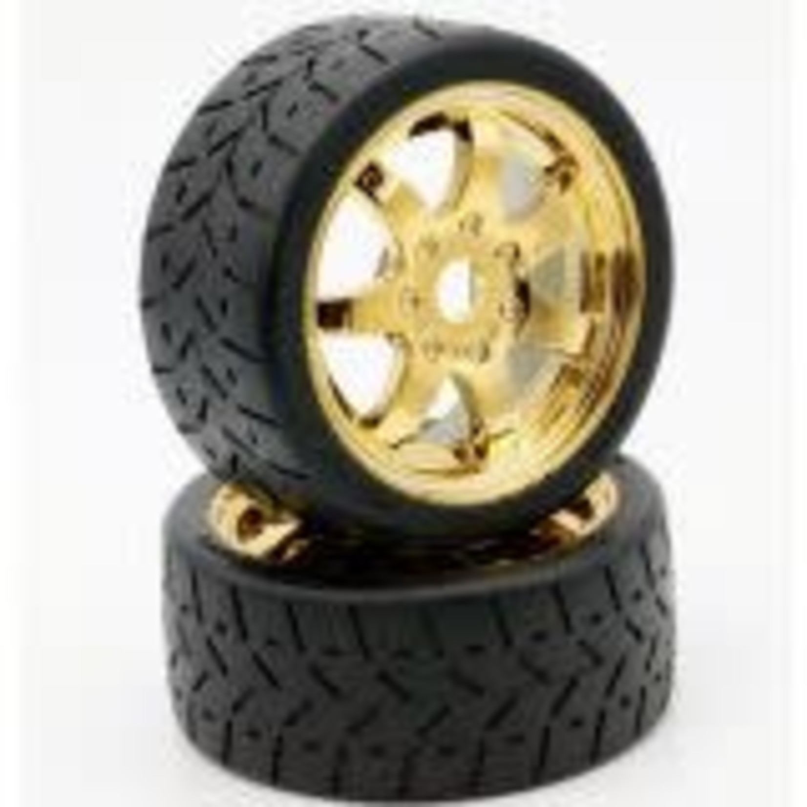 Power Hobby PHT5101-Gold  Powerhobby  1/8 Gripper 42/100 Belted Mounted Tires 17mm Gold Wheels
