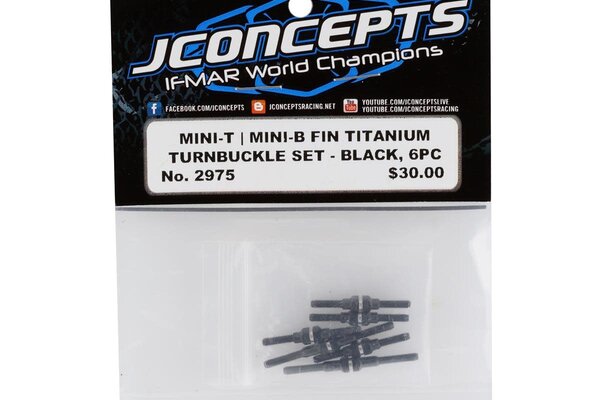 J Concepts JCO2975 Mini-T 2.0 And B Fin Titanium Turnbuckle Steer Black