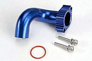 Traxxas 5287 Header, blue-anodized aluminum (for rear exhaust engines only) (TRX® 2.5, 2.5R, 3.3)