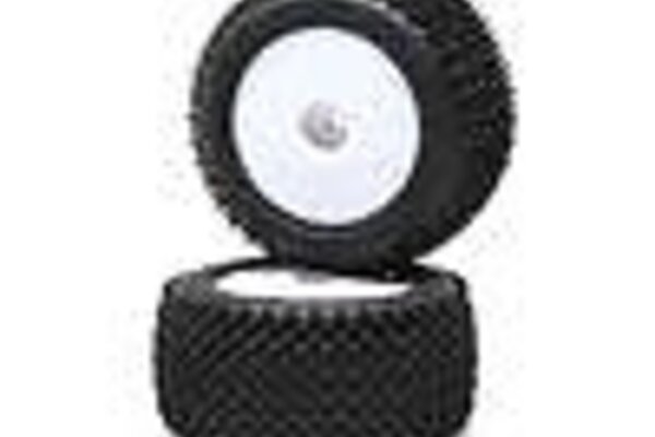 LOSI LOS41013  Pin Tires, Rear, Mounted, White (2): Mini-T 2.0