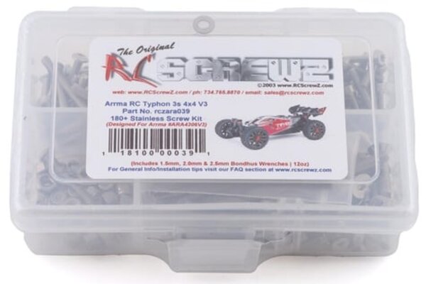 RC Screwz RCZARA039  RC Screwz Arrma Typhon 3S 4x4 V5 Stainless Steel Screw Kit