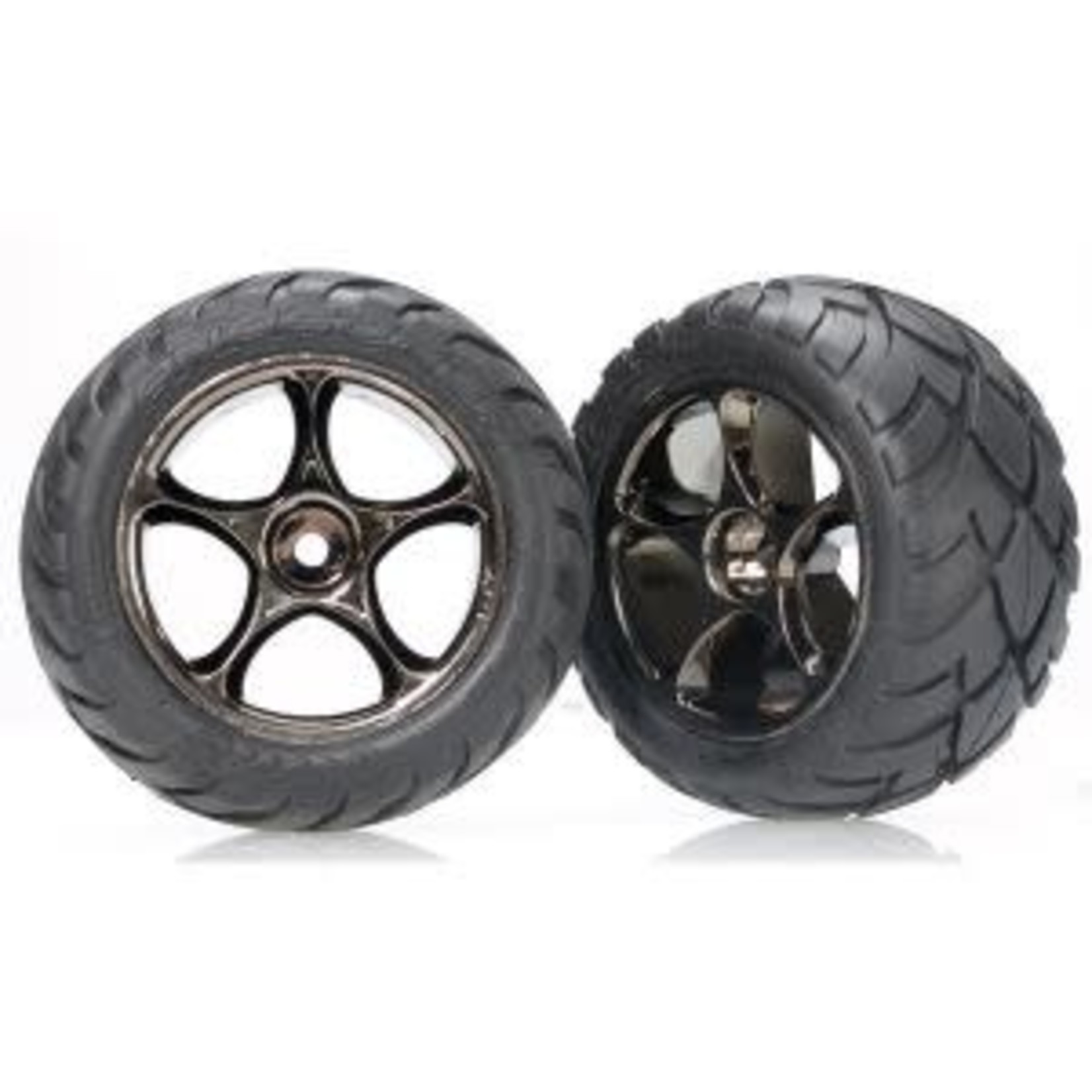 Traxxas 2478A   Tires & wheels, assembled (Tracer 2.2" black chrome wheels, Anaconda® 2.2" tires with foam inserts) (2) (Bandit rear)