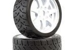 Powerhobby PHT5101-WHITE  Powerhobby 1/8 Gripper 42/100 Belted Mounted Tires 17mm White Wheels
