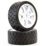 Powerhobby PHT5101-WHITE  Powerhobby 1/8 Gripper 42/100 Belted Mounted Tires 17mm White Wheels