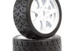 Powerhobby PHT5101-WHITE  Powerhobby 1/8 Gripper 42/100 Belted Mounted Tires 17mm White Wheels
